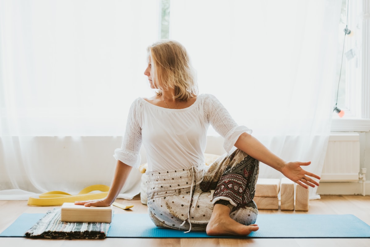 Person performing stretching routine